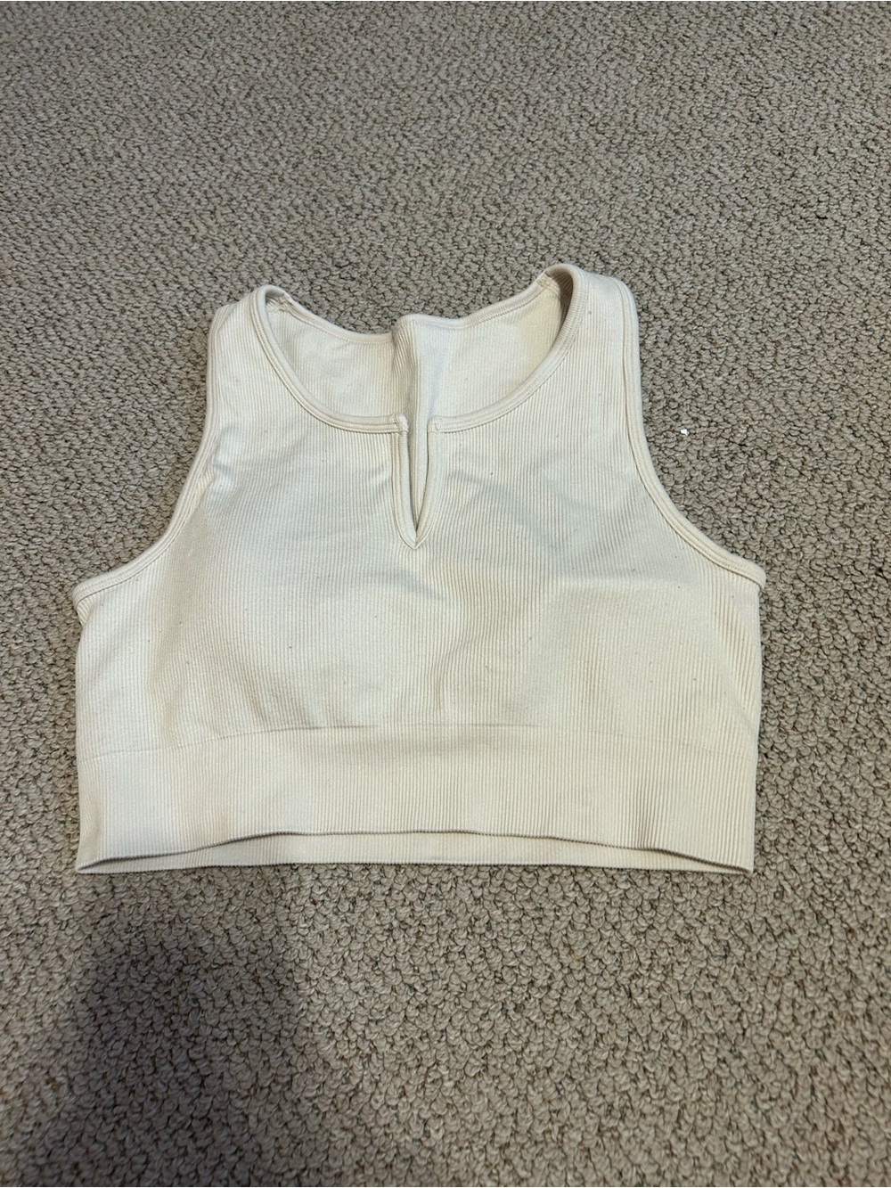 Women’s Cream Ribbed Sports Tank Top